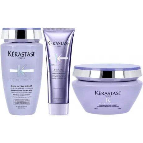 Kérastase Blond Absolu Bain Ultra-Violet Shampoo + Conditioner + Masque Trio Paket