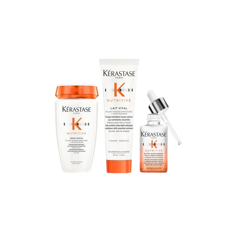 Kérastase Nutritive Bain Satin 250ml + Lait Vital 200ml & Split End Serum 50ml