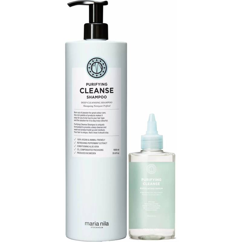 Maria Nila Purifying Cleanse Duo – Shampoo 1000 ml & Exfoliating Serum