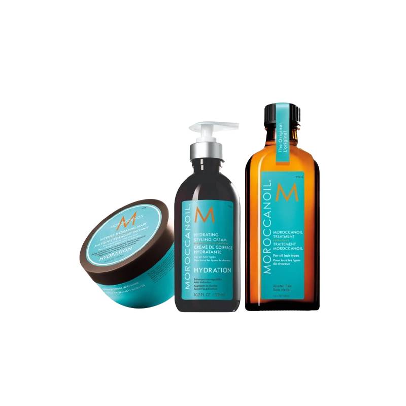 Moroccanoil Hydrating Ritual – Mask 250 ml, Styling Cream 300 ml & Treatment Oil 100ml - Hårinpackning